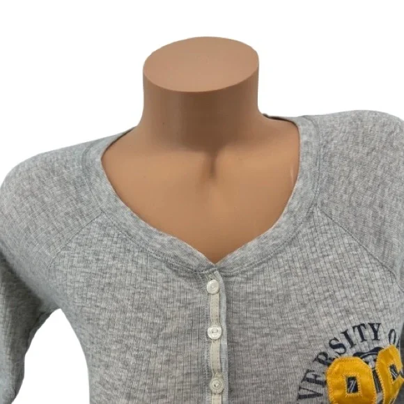 NWT VTG Y2K PINK Victoria’s Secret University of Pink Ribbed Thermal Henley Top - Picture 4 of 13